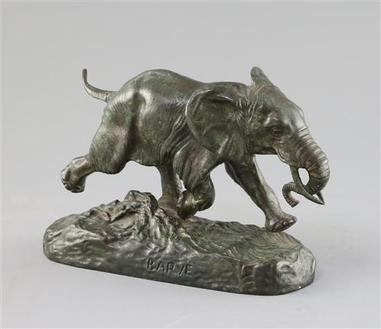 Antoine-Louis Barye (1795-1875). A bronze model, Éléphant du Senegal, L.7.5in. H.5in.